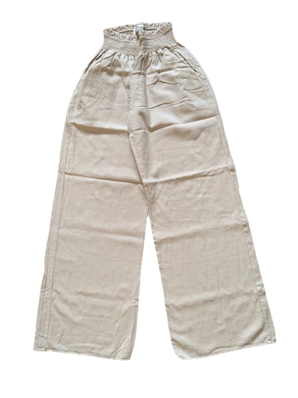 Seaspice Resort Wear Women Sz S Beige Wide Leg Pants Peruvian Cotton Beachwear